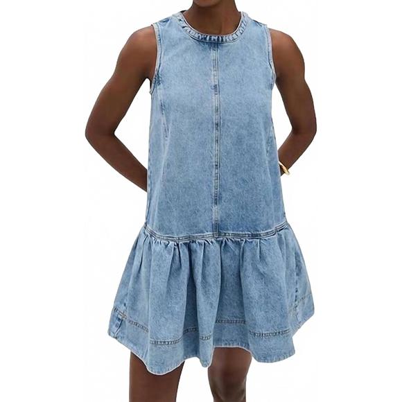 NEW TANYA TAYLOR cynthia mini dress in light indigo blue